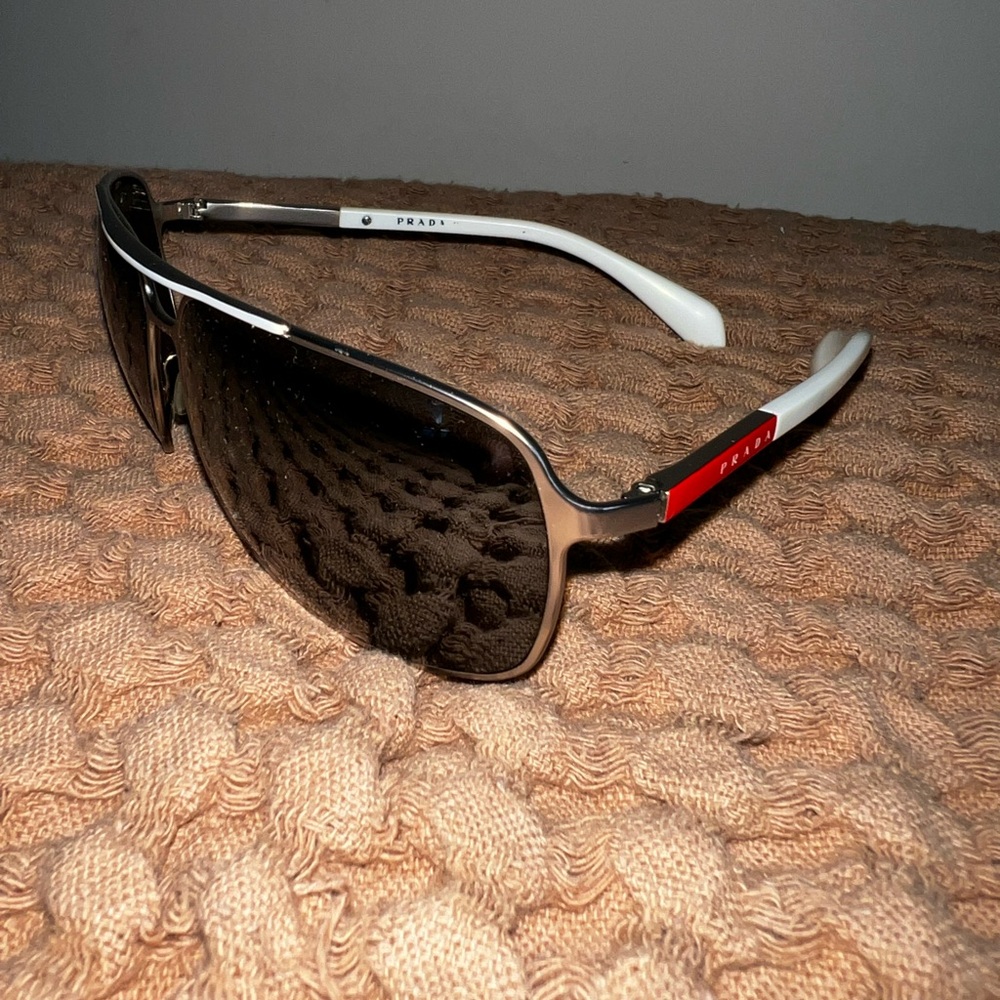 Prada Silver and Black Men's Sunglasses - Picture 3 of 6